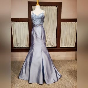 Dusty Blue Two Piece Mermaid Gown
